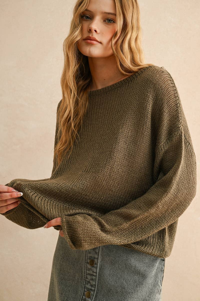 Olive Lightweight Knitted Top